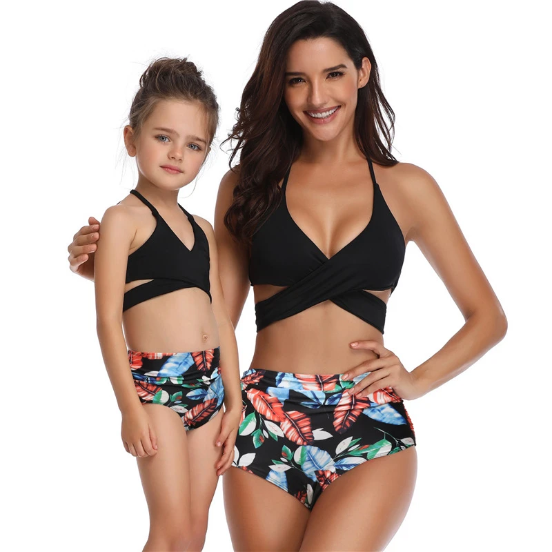 Conjunto de Bikini de dos piezas para madre e hija, traje de baño juego, para y niña, aspecto de familia| - AliExpress