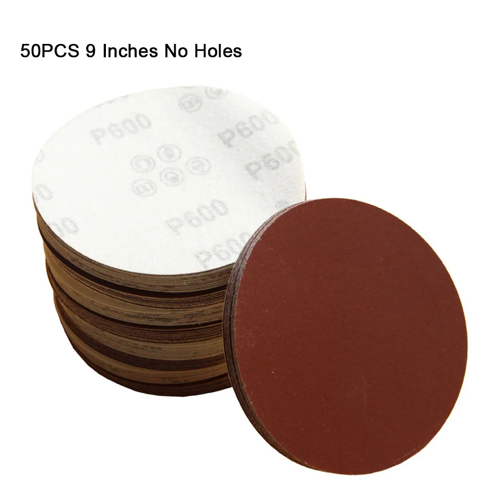 

50PCS 9 Inch Sanding Discs Assorted Sandpaper Hook and Loop Grit Assorted for Random Orbital Sander