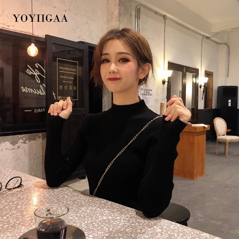 Knitted Women Sweater Pullovers Spring Autumn Basic Women Sweaters Soft Long Sleeve Pullover Slim Female Sweaters Cheap Tops