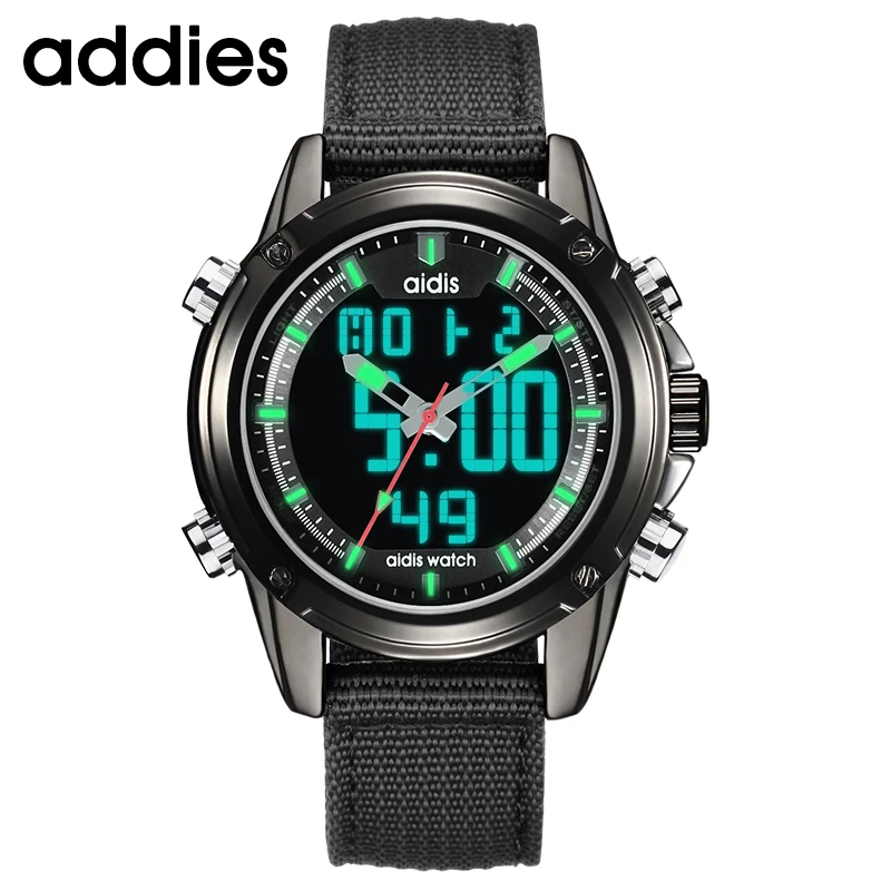 

ADDIES Top Brand Sport Digital Luminous Men Watches Led Nylon Band Outdoor Sprot Wristwatch Waterproof Relogio Masculino Hodinky