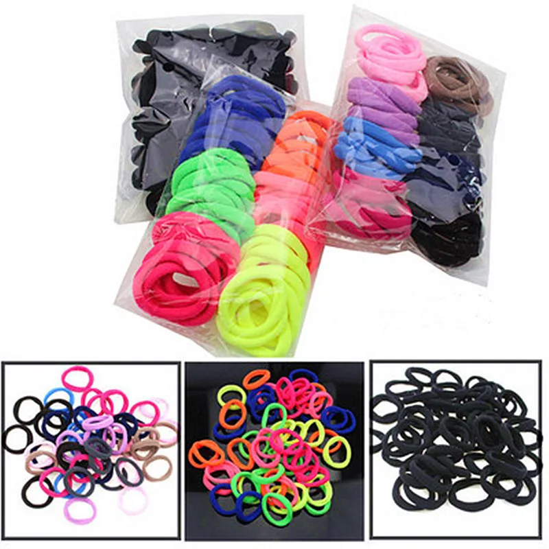 

50pcs/Bag Girl Braider Candy Color Elastic Hair Ties Band Rope Ponytail Bracelet Hair Holder