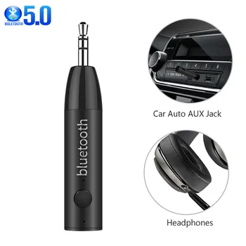 

Wireless Bluetooth 5.0 Car Kit Mini 3.5mm Jack AUX Handsfree Stereo Music Audio Receiver Adapter for Car Headphone Speaker