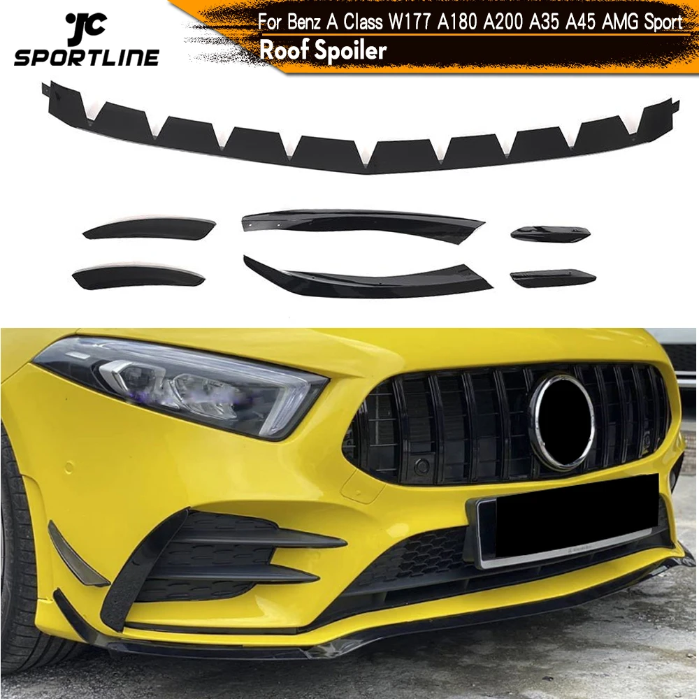 Auto Frontspoiler Lippe Kit für Me-rcedes Be-nz A Class W177 V177  2018-2023, ABS Frontstoßstange Kinn Splitter Wing Spoiler Lippen Körper  Protector