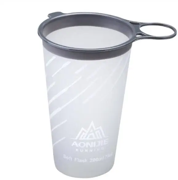 200ml white AONIJIE 250 мл 500 мл мягкая колба складная бутылка для воды TPU бесплатно для бега гидратация Пакет Поясная Сумка жилет - Цвет: 200ml white