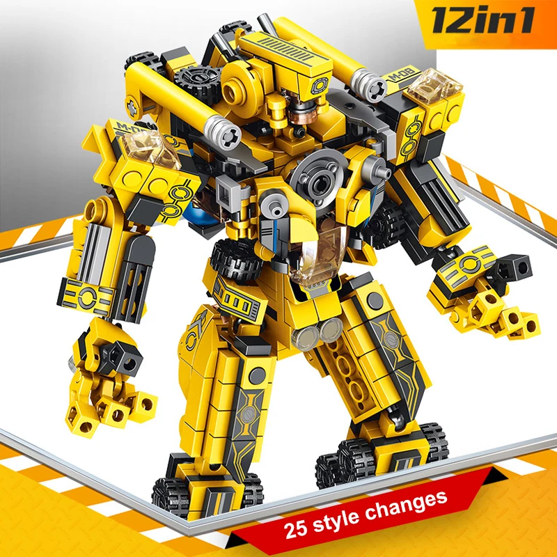 576pcs 12 in1 Transformation Robot Building Bricks Creatives Assembling Educational figure Blocks Gift Toys for Children
