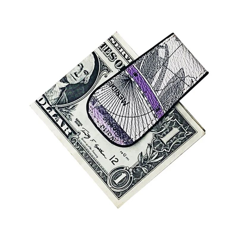 KUDIAN с рисунком медведя, Магнитный кошелек с зажимом для денег для мужчин и женщин, держатель для денег, модные Зажимы для денег из искусственной кожи Carteira BIH130 PM49 - Цвет: Violet