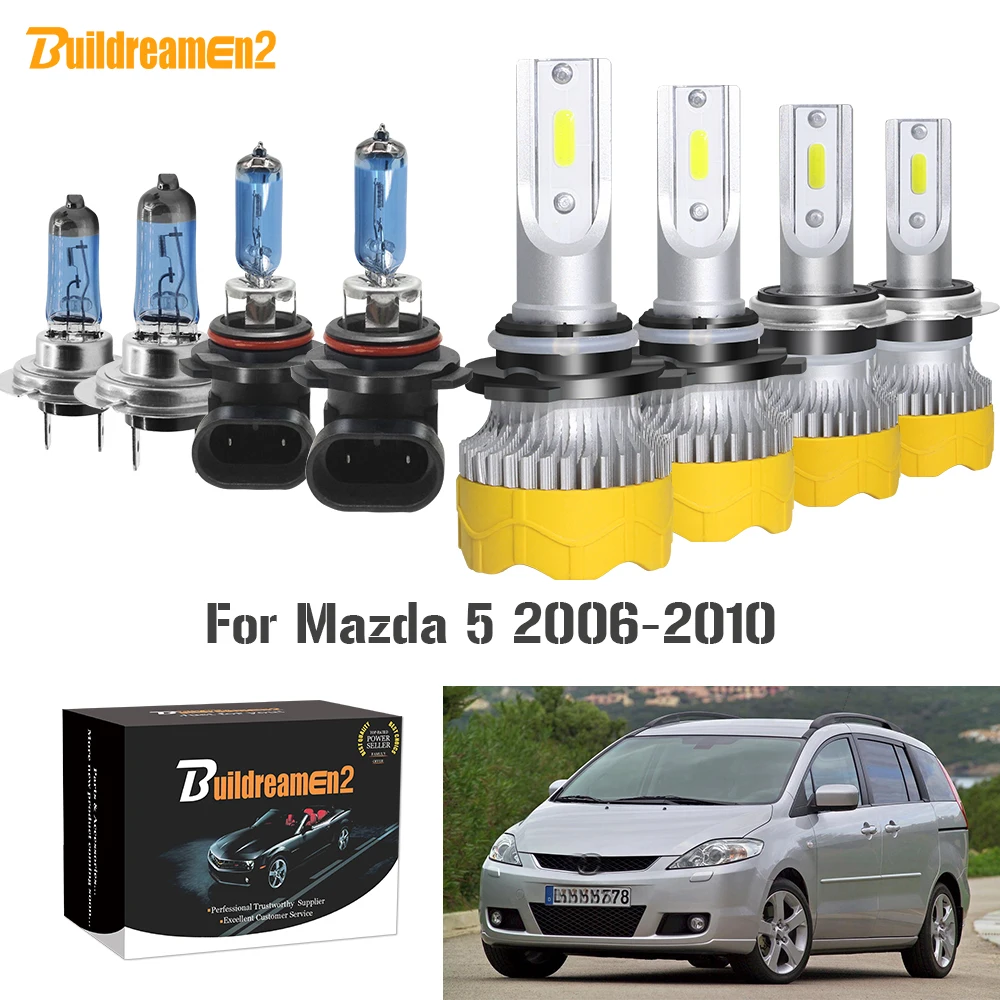 Buildreamen2 4 X Car Headlight High Low Beam LED Halogen Headlamp Light 12V For Mazda 5 2006 2007 2008 2009 2010 | Автомобили и