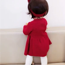 Новые Вечерние платья для малышей; осенне-зимние платья для маленьких девочек; вязаное платье принцессы для крещения; вязаные платья принцессы для младенцев