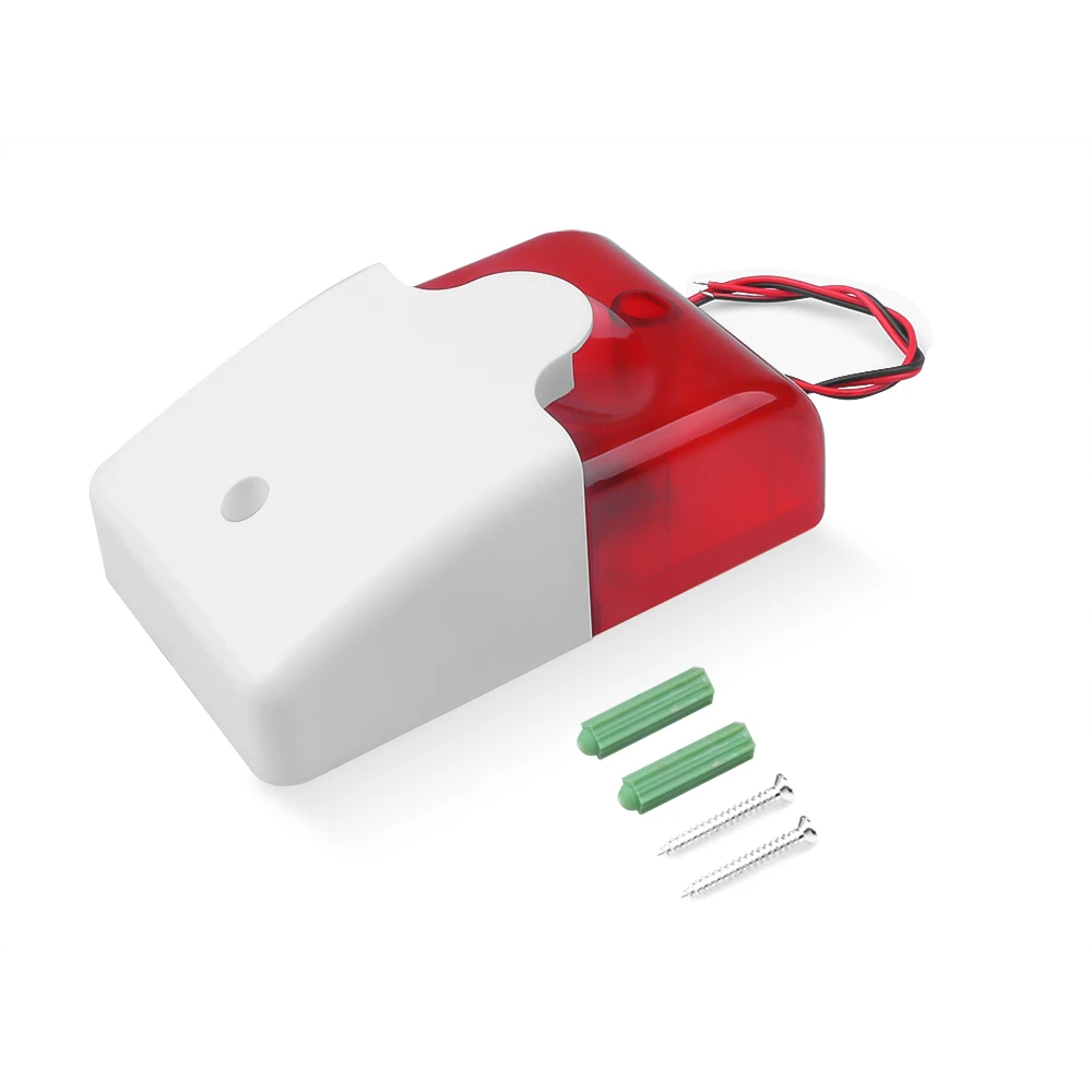 Hot Sale 12V Mini Indoor Wired Siren with Red light Flash Sound Home Security Alarm Strobe System 115dB | Безопасность и защита