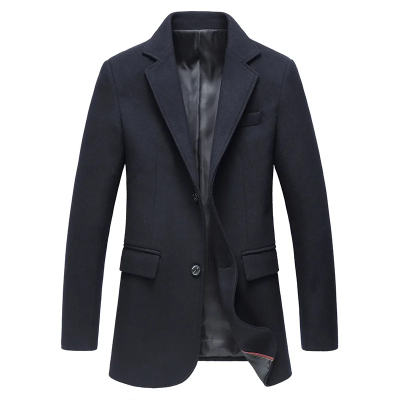 

2019 Autumn Winter Mens Black Navy Blue Gray Fashion Blazer Business Casual Blazer Men Wool Blend Formal Man Slim Fit Jacket