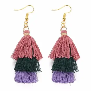 

Louleur Multicolor Handmade Bohemian 3 Layers Fringed Statement Tassel Earrings Long Dangle Drop Jewelry For Women Christmas