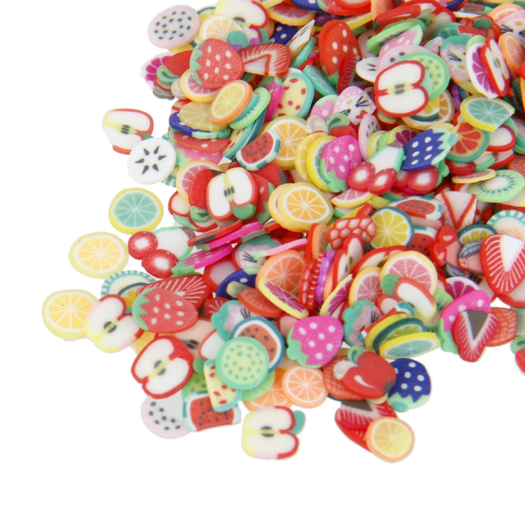 3D Nail Art Assorted Tropical Fruits Slices Polymer Clay Stickers Tips DIY Decor Craft Pack of 1000Pcs
