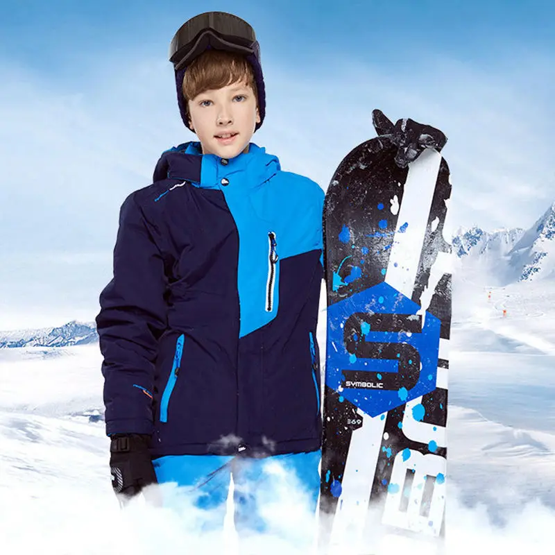 Детский зимний костюм, пальто для маленьких мальчиков Лыжный костюм комплекты Водонепроницаемый ветрозащитная лыжная куртка и штаны Зимние теплые, для сноуборда куртка Зимняя куртка для мальчика