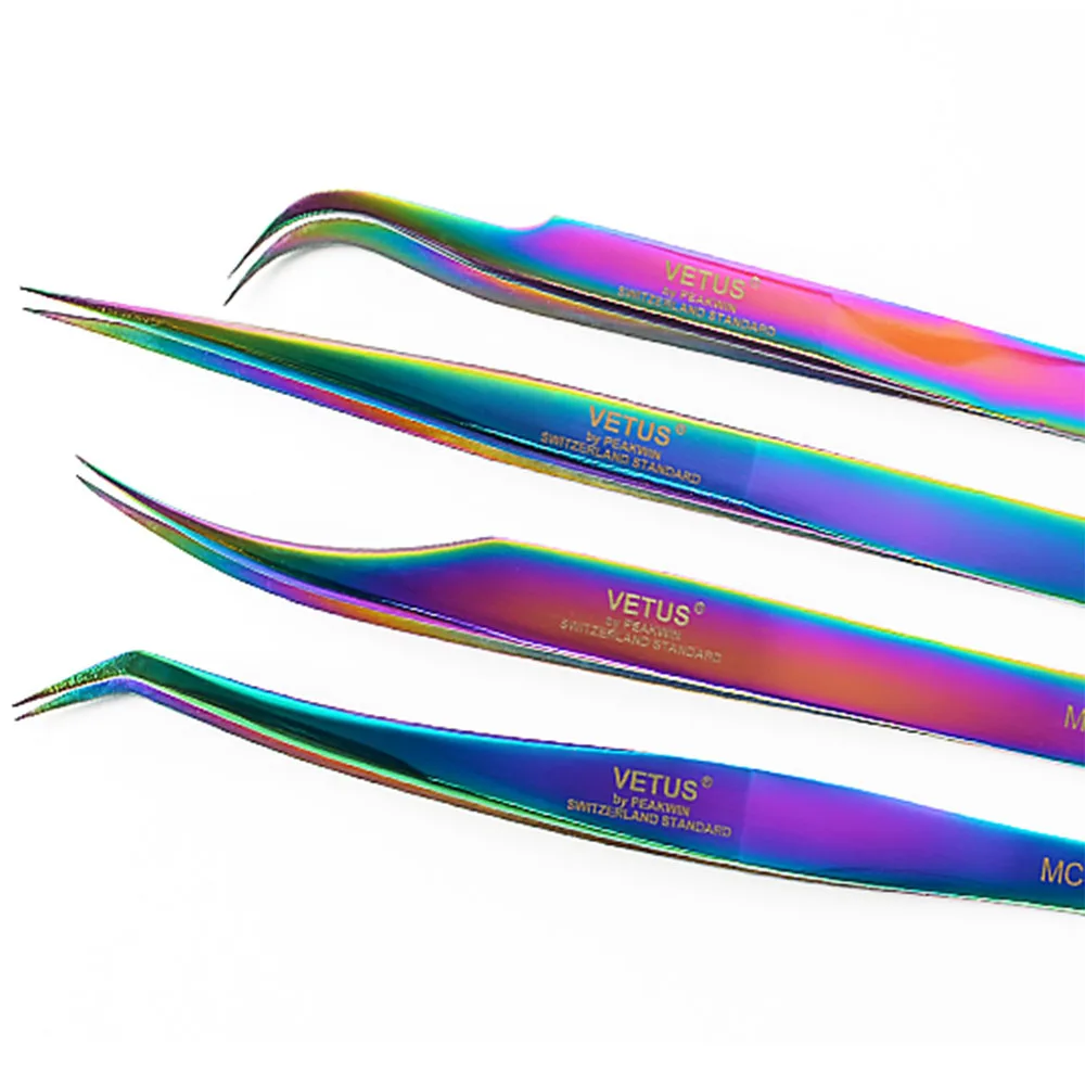 

MJS Eyelash Tweezers Stainless Steel Colorful Tweezers Good Closure High Precision For Eyelash Extension Professional Makeup
