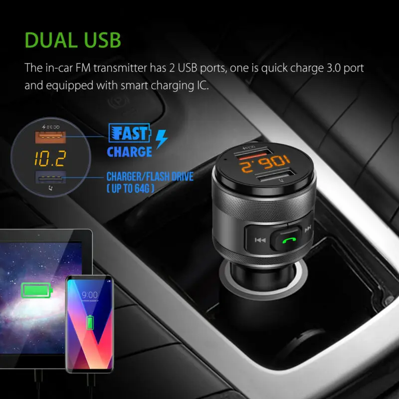 Fm-передатчик комплект беспроводной связи bluetooth для автомобиля радио адаптер музыкальный плеер USB зарядное устройство