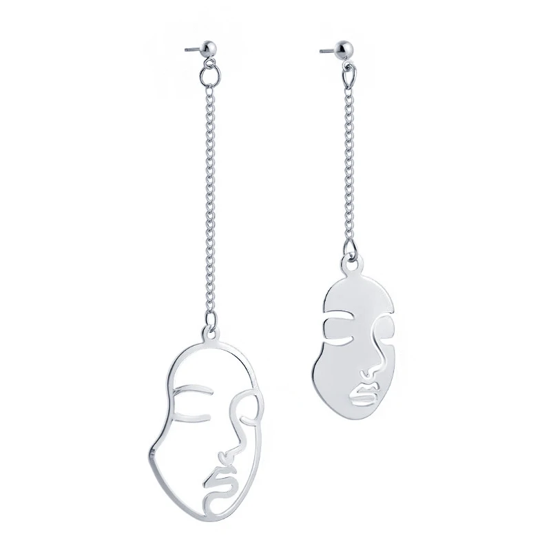 Silver Новые корейские винтажные акриловые серьги для женщин массивные геометрические Висячие золотые серьги Модные металлические Свадебные украшения - Окраска металла: Silver
