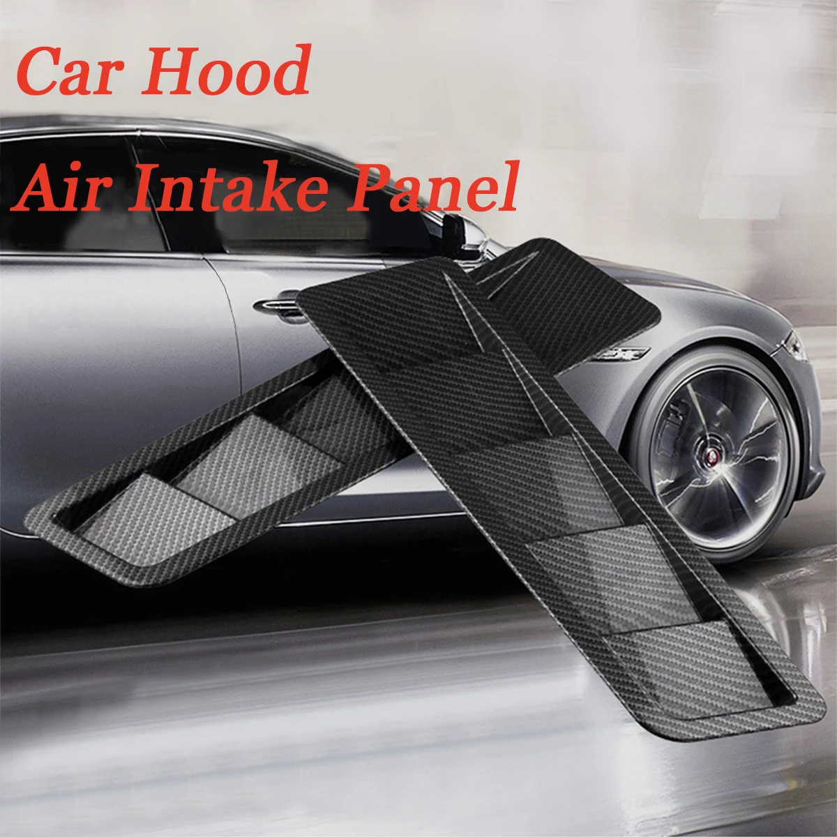 1 Pair Universal ABS Hood Vent Louver Air Cooling Panel Trim Set Auto Car Hoods Vents Bonnet Cover Carbon 