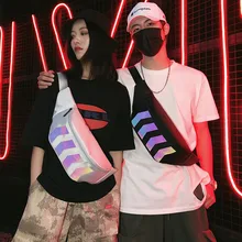 Мужская и Женская поясная сумка, поясная сумка, уличная холщовая поясная сумка, нагрудная сумка, модная Светоотражающая сумка в стиле хип-хоп, сумка-мессенджер