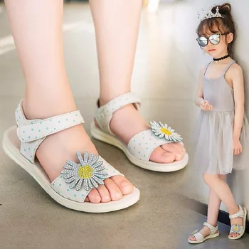 

2020 New Baby Summer Color Fashion Crystal Flower Sandals For Toddler Little Girl Sandals Princess Beach Shoes 1 2 3 4 5 6 Year
