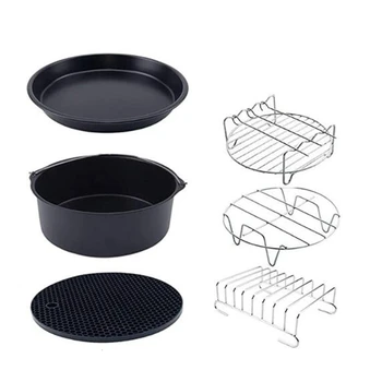 

Air Fryer Accessories Set, 7 Inch 6 Pcs Baking Pizza Pan for Gowise Phillips Cozyna Secura Fit All 3.2QT - 5.8QT