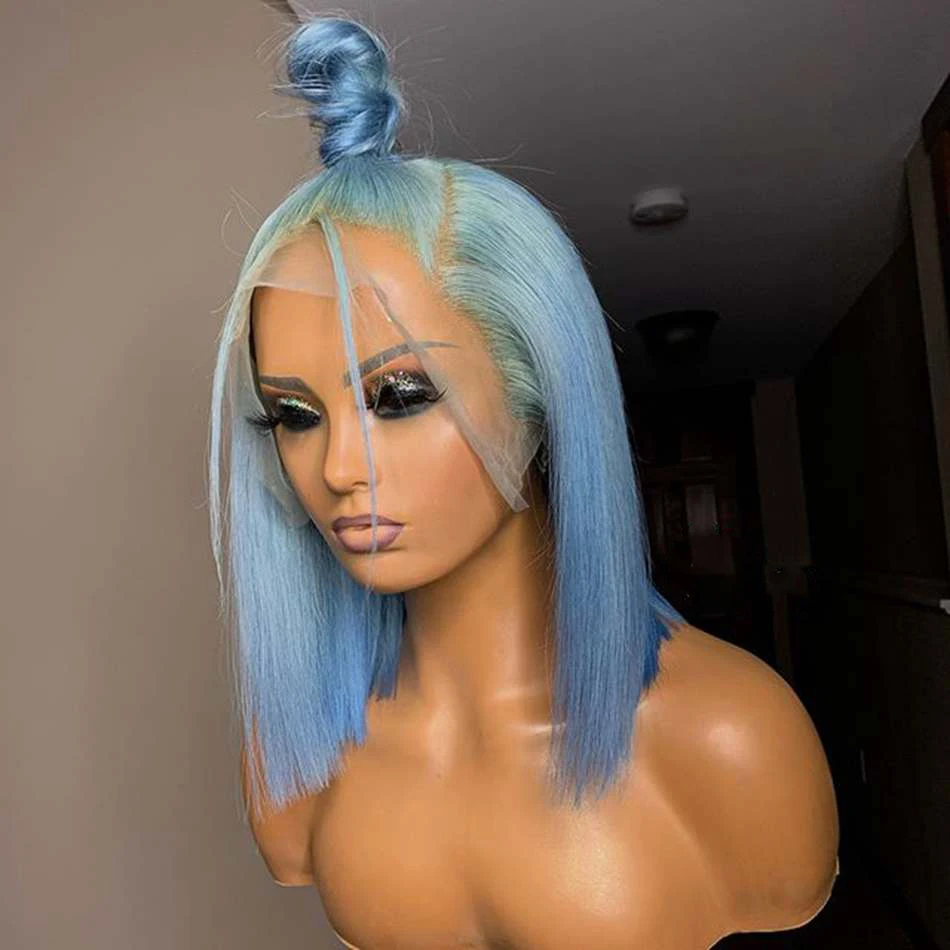 Ombre-Blue-Bob-Silky-Straight-Human-Hair-Pre-Plucked-Hairline-Silk-Base-Lace-Front-Wigs-150Density (1)