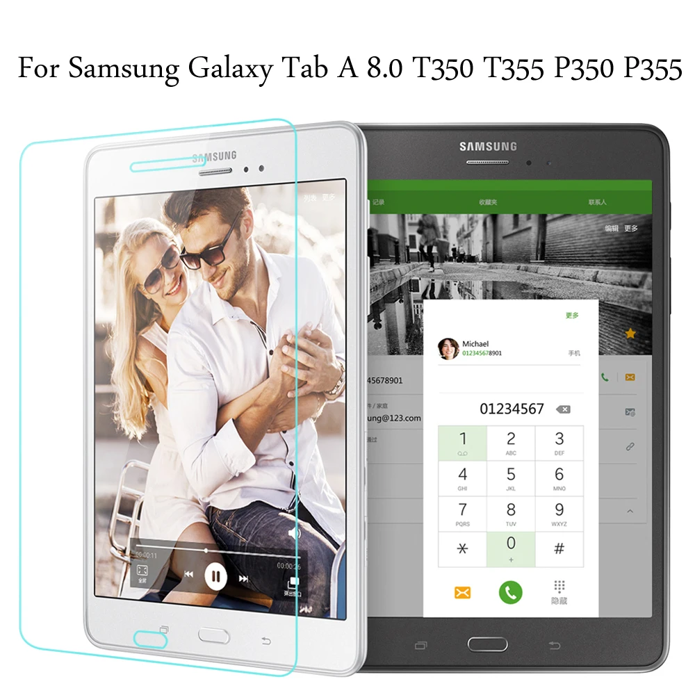 Деловой кожаный чехол для samsung Galaxy Tab A 8," T350 T355 P350 P355, чехол-подставка для планшета с отделением для карт+ пленка+ ручка - Цвет: Glass Film