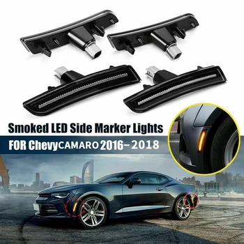 

4Pcs Front Rear Bumper Smoked Lens Amber LED Side Marker Lights Bumper Lamp Reflector for Chevrolet Camaro 2016-2018 6Th