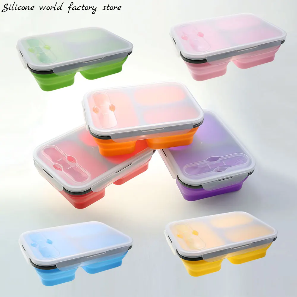 Silicone Collapsible Portable Lunch Box Folding Lunchbox Eco-Friendly 1300Ml