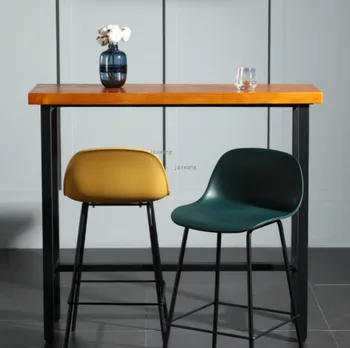 

Nordic Simple and Stylish Bar Stool Home Personality Creative Iron Foot Bar Chair Comfortable Back Plastic High Chair