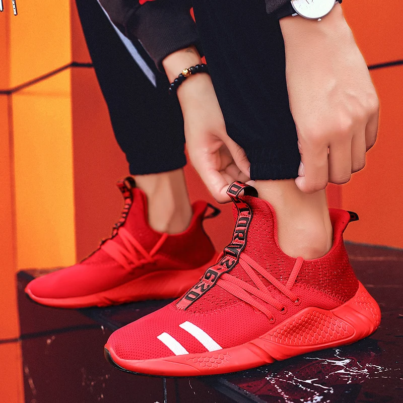 2019 новые дышащие легкие беговые Flyknit износостойкая красная спортивная летняя обувь из вискозы