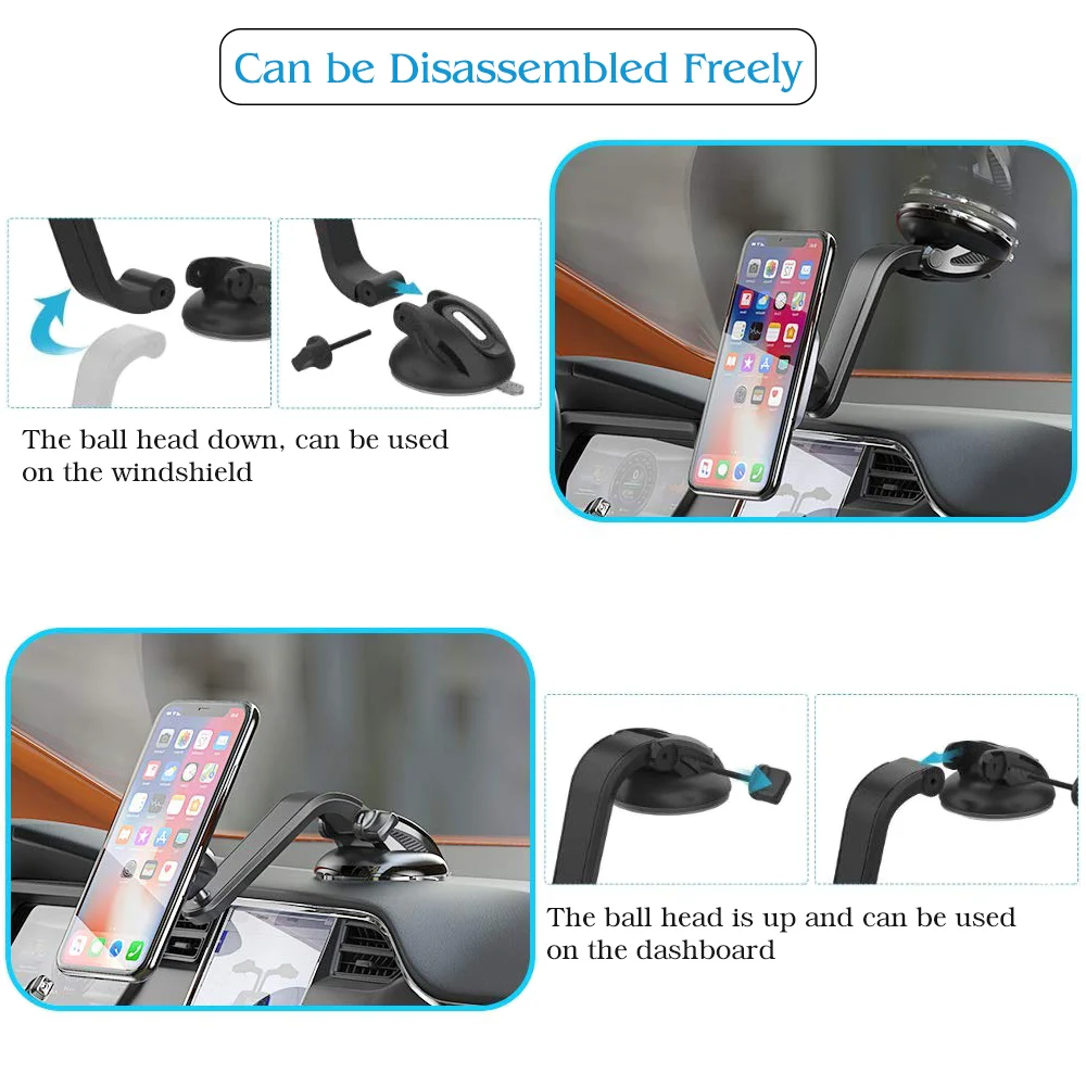 Cheap Yianerm Magnetic Car Phone Holder 6 Magnet Adjustable Arm Dashboard Stand in Car For iPhone X Xs Max Samsung S9 S8 Plus