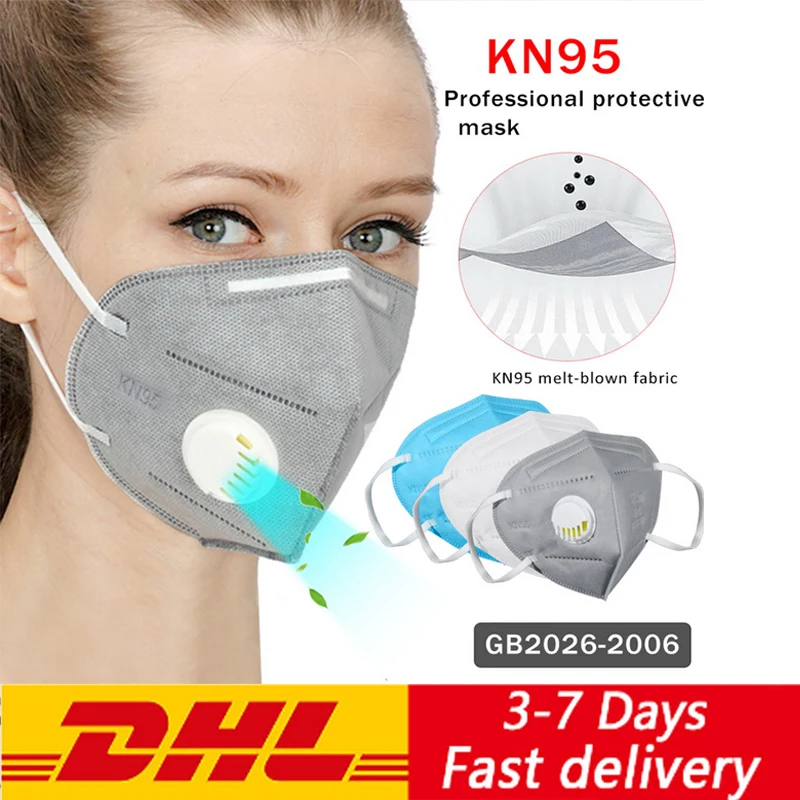 

Breathing valve Mouth Mask Protective Mask Anti-Dust Mask Earloop Activated KN95 Mask Dropshipping 95% Filtration ffp3 mask