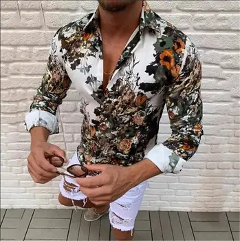 

2020 Men print Fashion Shirts Casual Multicolor clothes long-Sleeve Top Blouse Male Shirt Summer New Arrivals coat