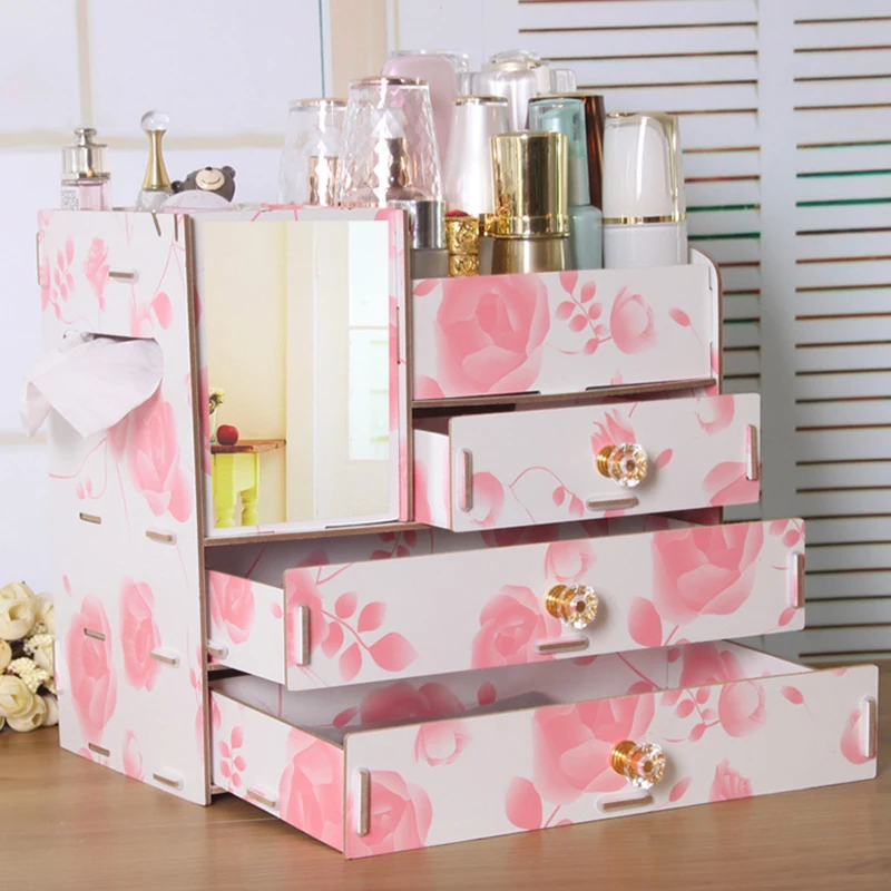  Makeup Organizer Drawers wood Cosmetic Storage Box Jewelry Dressing Table Skin Care Rack Container 