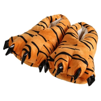 

Unisex combined animal Mokomoko warm slipper room shoes fluffy soft bottom winter interior wear shoes (tiger pattern, M)