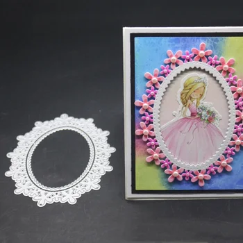 

Photo Frame Oval Metal Cutting Dies Flower Decoration Troqueladora Lace Stencil Scrapbooking Stamps And Dies 2019 New Craft