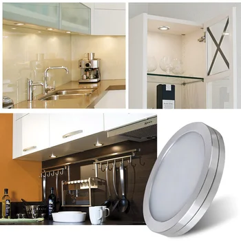 

LED Under Cabinet Light Showcase Cupboard Closet Lamp Kitchen Puck Led Lights Downlight Wardrobe Counter Lighting on/off Switch