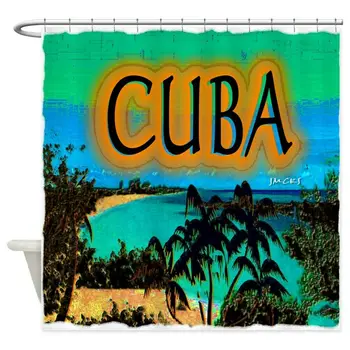 

Unique Custom Cuba Beach Art Illustration Shower Curtain