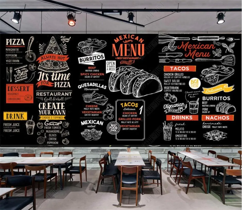 Custom Western Restaurant Wall Paper 3d Mexican Food Tacos Fast Food Restaurant Snack Bar Industrial Decor Mural Wallpaper 3dwallpapers - Aliexpress