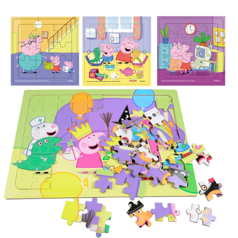 

Peppa pig toys wooden puzzles animal cartoon puzzles wooden Jigsaw baby child early educational toys Peppa pig birthday gift