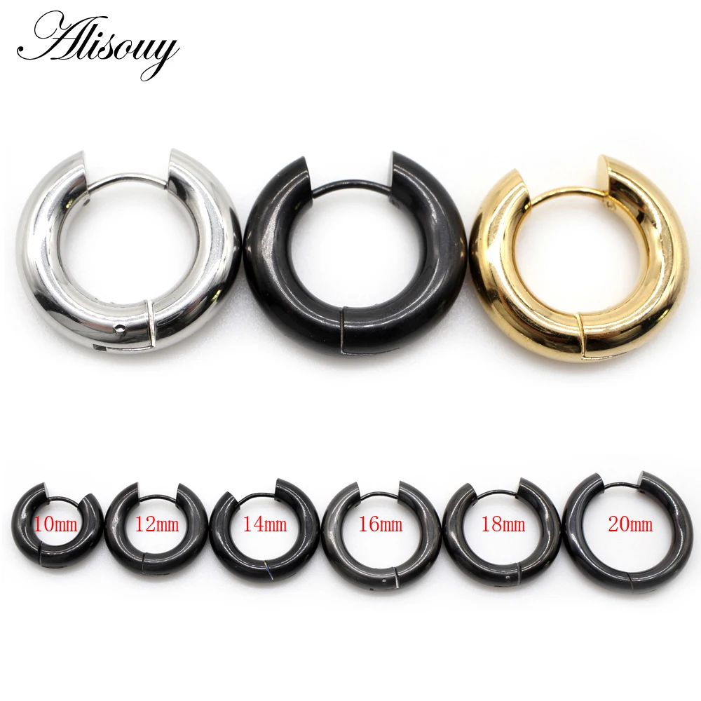 

Alisouy 1 Pair Small Hoop Earrings Stainless Steel Circle Round Huggie Hoop Earrings for Women Men Ear Ring Ear Bone Buckle