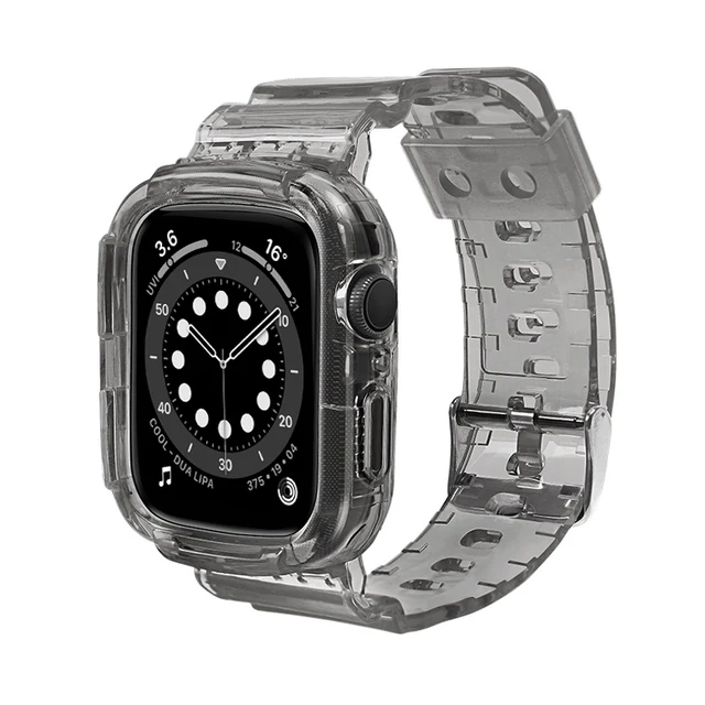 Case+Strap For Apple Watch Band 40mm 44mm 42mm 38mm Accessories Soft Transparent Bracelet iWatch for iWatch Series 6 5 4 3 2 1 Gray