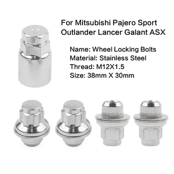 

1 Set M12x1.5car Chrome Anti-theft Wheel Screw Bolt Lock Nut Key Adapter for Mitsubishi Pajero Sport Outlander Lancer Galant ASX