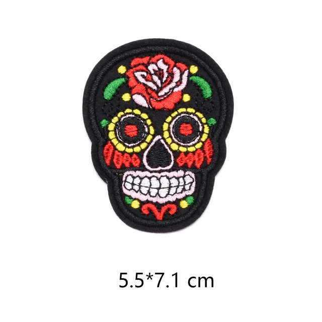 Skeleton Skull Patches For Clothing Badges Goth Gothic Embroidered Appliques Sewing Iron On Patch Tranfer Sticker For Clothes 7