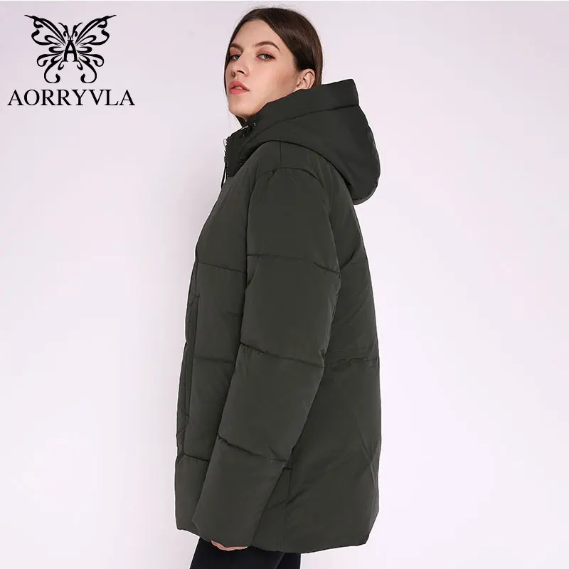 AORRYVLA, женские парки,, короткая зимняя куртка для женщин, с капюшоном, ветрозащитная, стоячий воротник, толстая теплая зимняя женская парка, повседневная