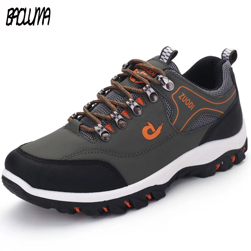 Zapatos de senderismo de marca para hombre, calzado informal de cuero para exteriores, zapatillas deportivas de Trekking impermeables para escalada