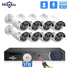 Hiseeu H.265 8CH 5MP POE Sicherheit Kamera System Kit AI Gesicht Erkennung Audio Record IP Kamera IR CCTV Video Überwachung NVR Set