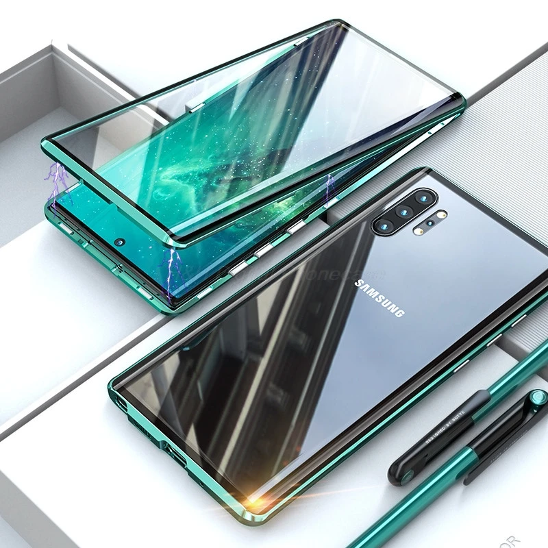 Двухсторонний магнитный металлический чехол для Samsung S21 S20 S10 S9 S8 Note 20 Ultra 10 Plus 9 A72 A71