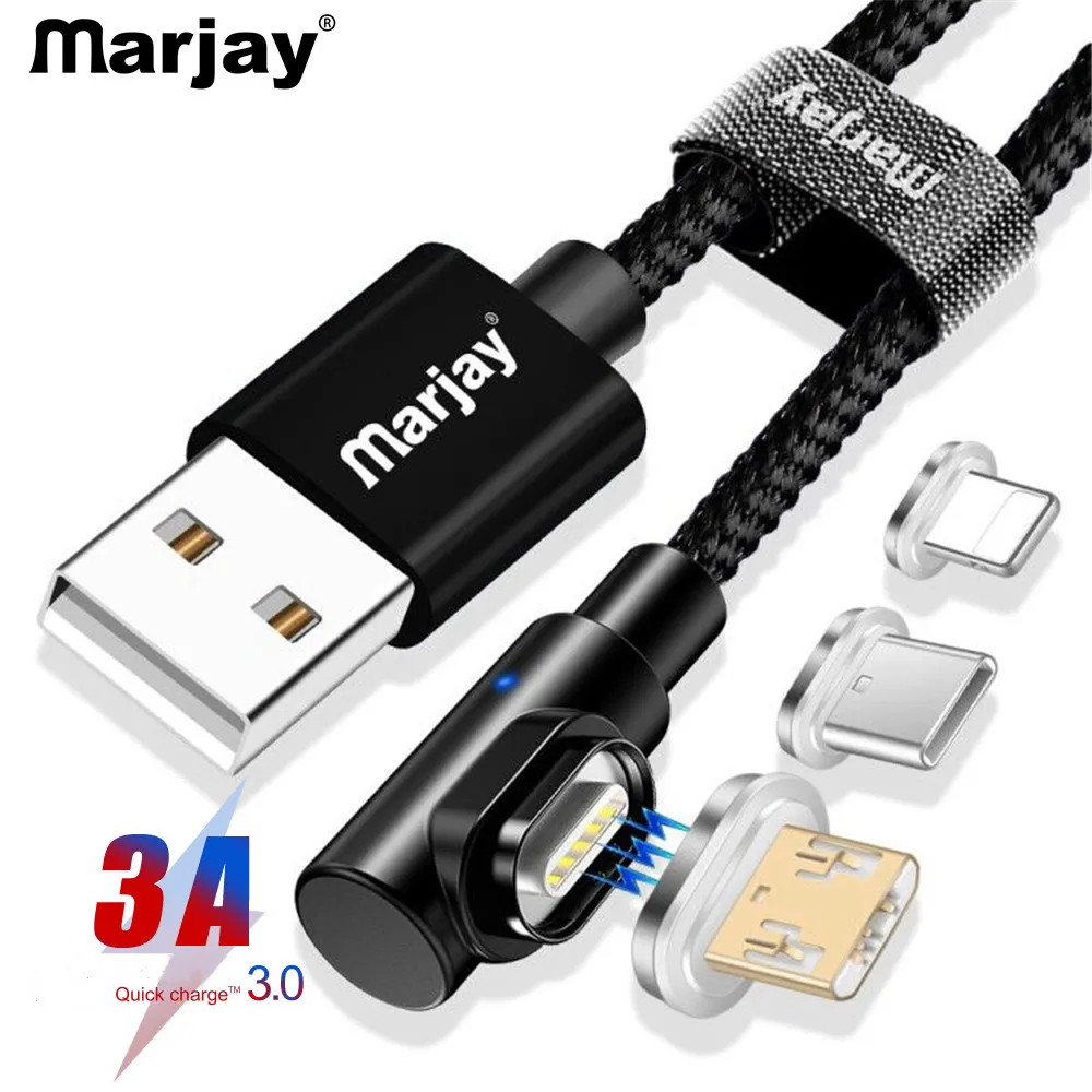 Marjay 90 degree Magnetic Cable Micro usb Type C Fast Charging Microusb Type-C Magnet Charger for iphone Xs MAX xiaomi Usb-c