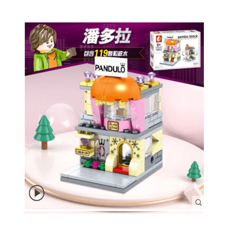 

City Street View Buildings Blocks Friends Hamburgers Ice Cream Shop Truck Food Store Bricks House Toys For Children